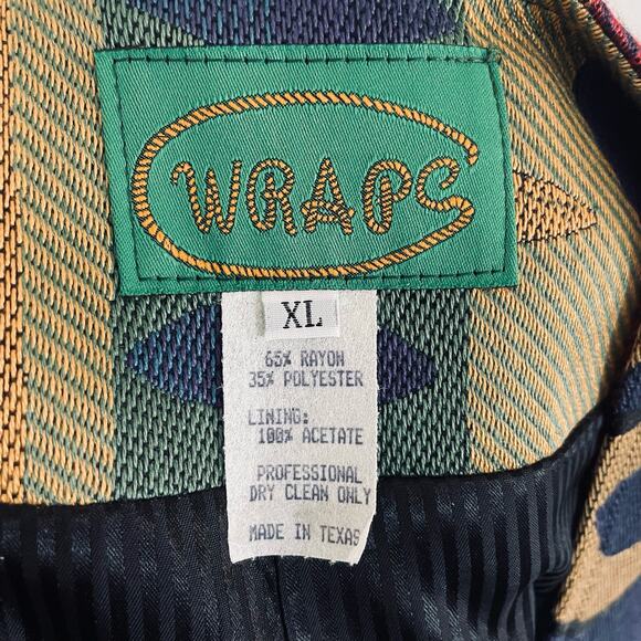 🍒VTG WRAPS Western LS Shirt and Printed Vest- cowgirl retro gold 90's 80's EUC - Picture 5 of 14